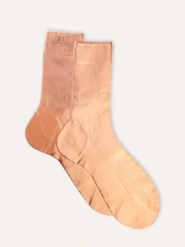 One Ribbed Laminated Sock - Rosa sold by Carbon38
