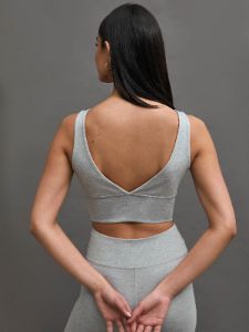 LIGHT HEATHER MELT WRAP BRA + LEGGING sold by Carbon38