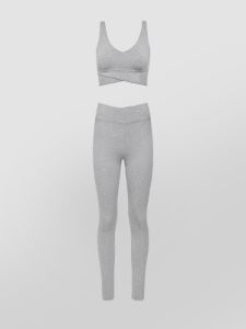 LIGHT HEATHER MELT WRAP BRA + LEGGING sold by Carbon38