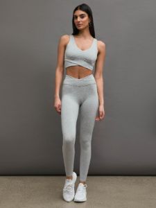 LIGHT HEATHER MELT WRAP BRA + LEGGING sold by Carbon38