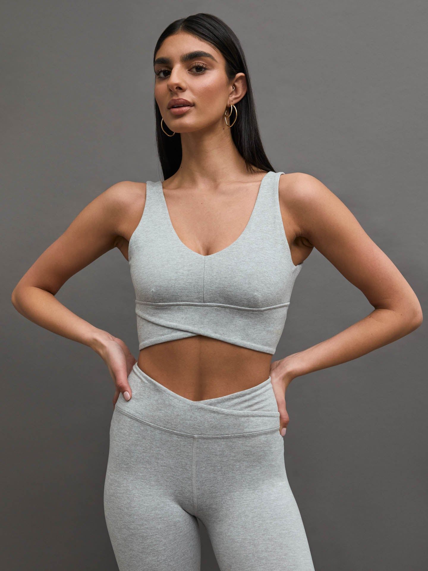 LIGHT HEATHER MELT WRAP BRA + LEGGING sold by Carbon38 product image thumbnail 3