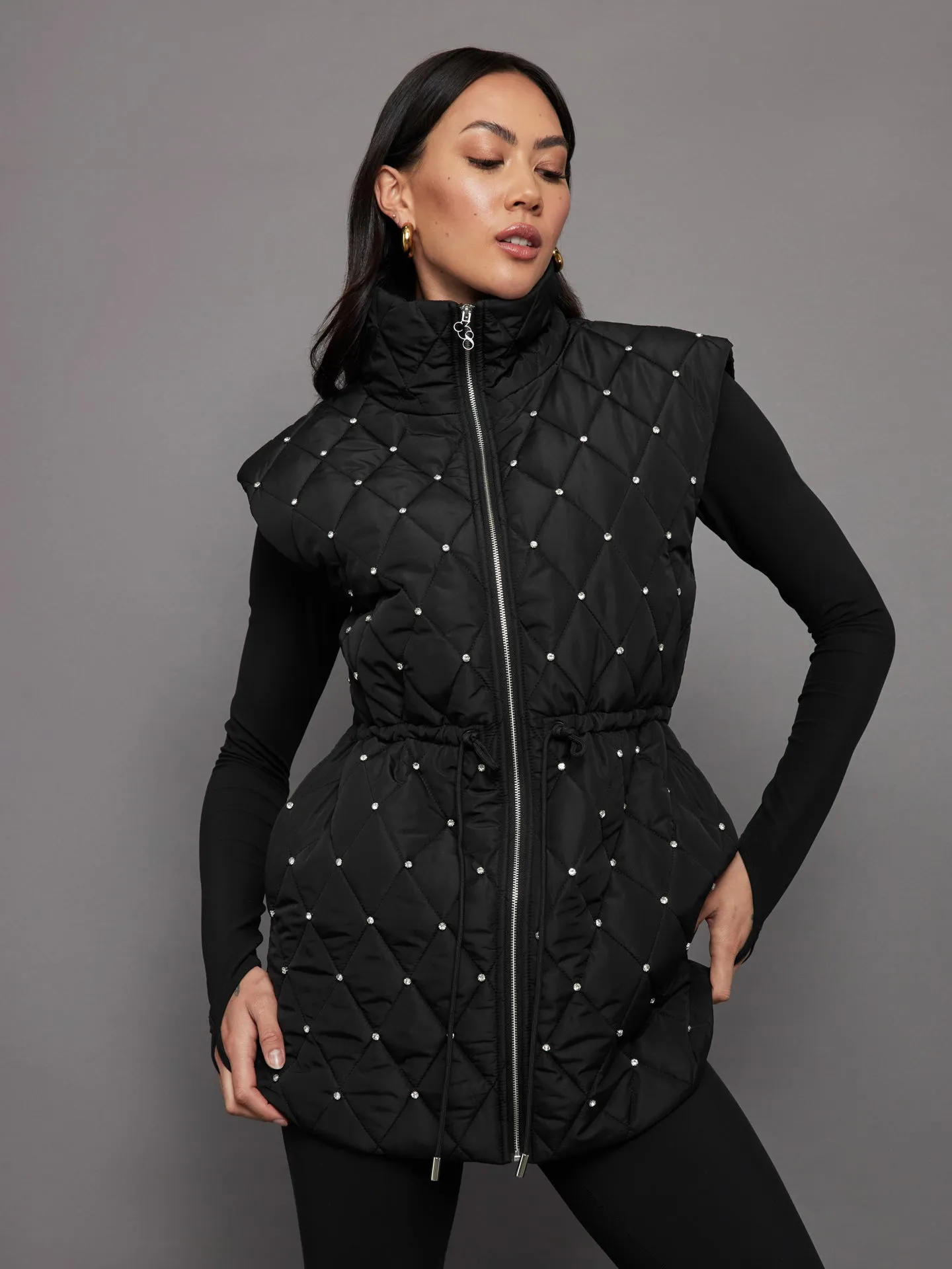 Diamond Quilted Puffer Vest - Black sold by Carbon38