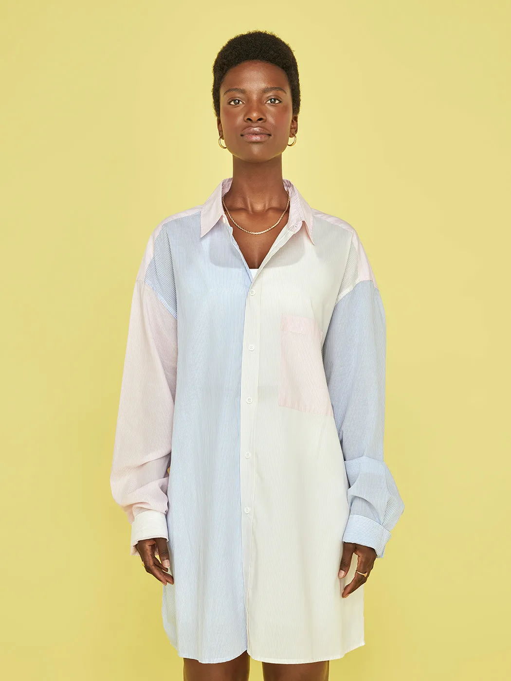 Benny Shirt - White/Pink/Blue sold by Carbon38