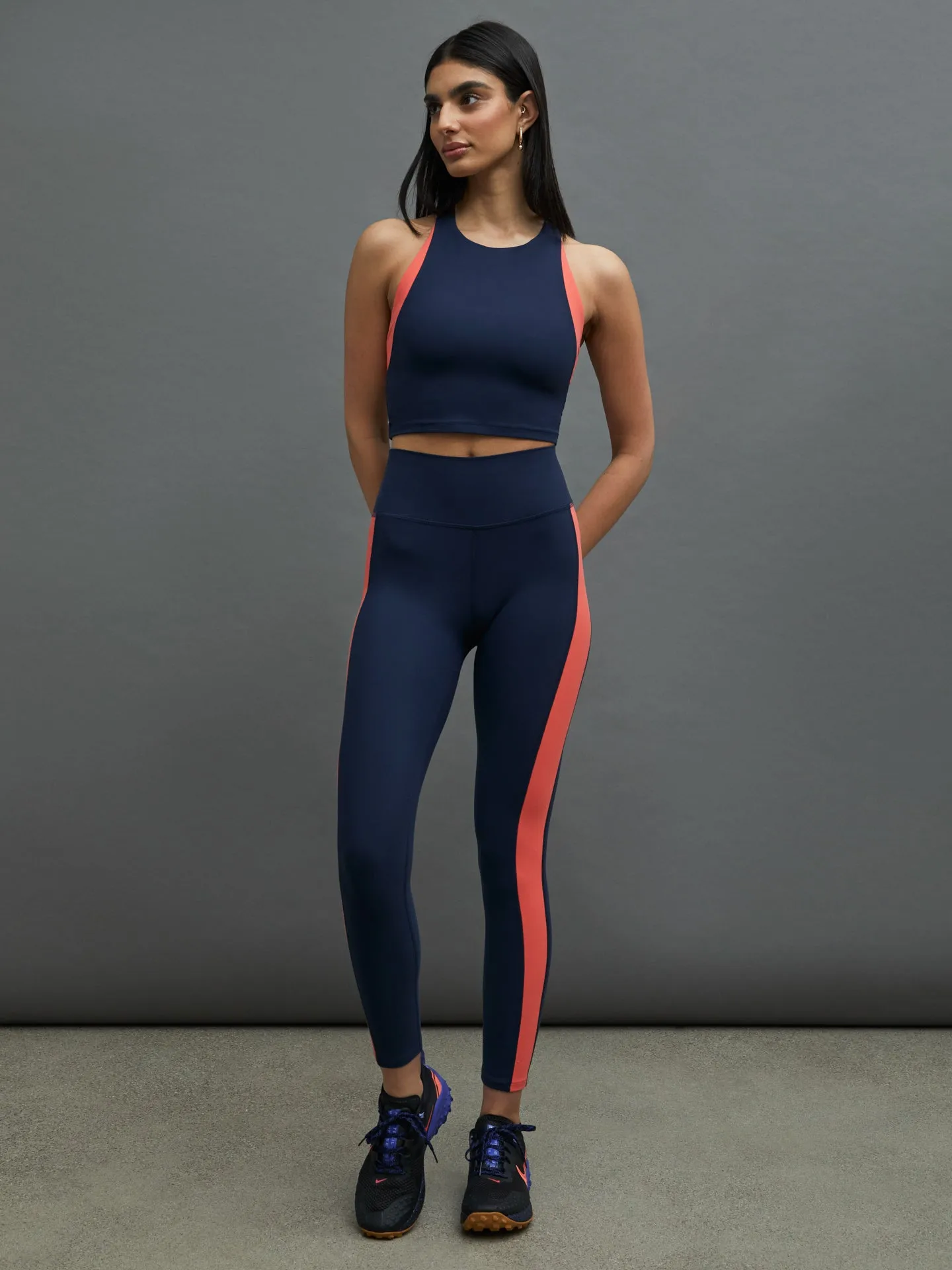 COLORBLOCK HIGH NECK BRA - CORE NAVY/ CAYENNE sold by Carbon38 product image thumbnail 3