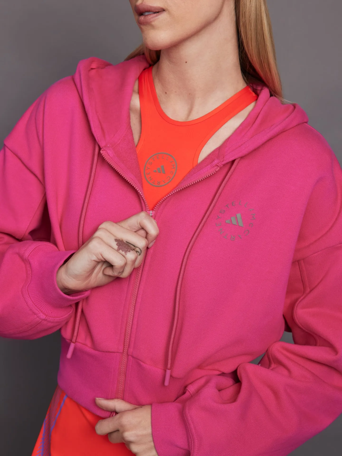 adidas by Stella McCartney Sportswear Cropped Hoodie - Real Magenta sold by Carbon38 product image thumbnail 3