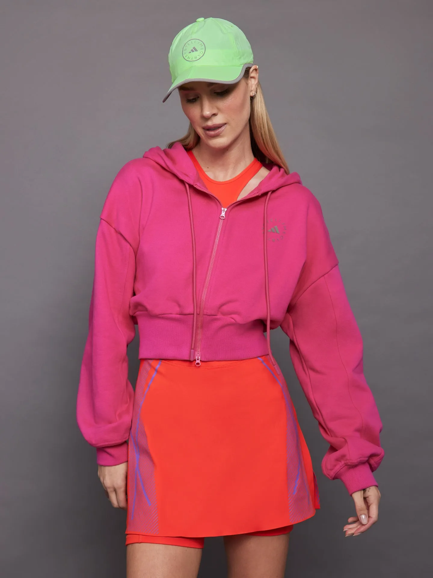 adidas by Stella McCartney Sportswear Cropped Hoodie - Real Magenta sold by Carbon38