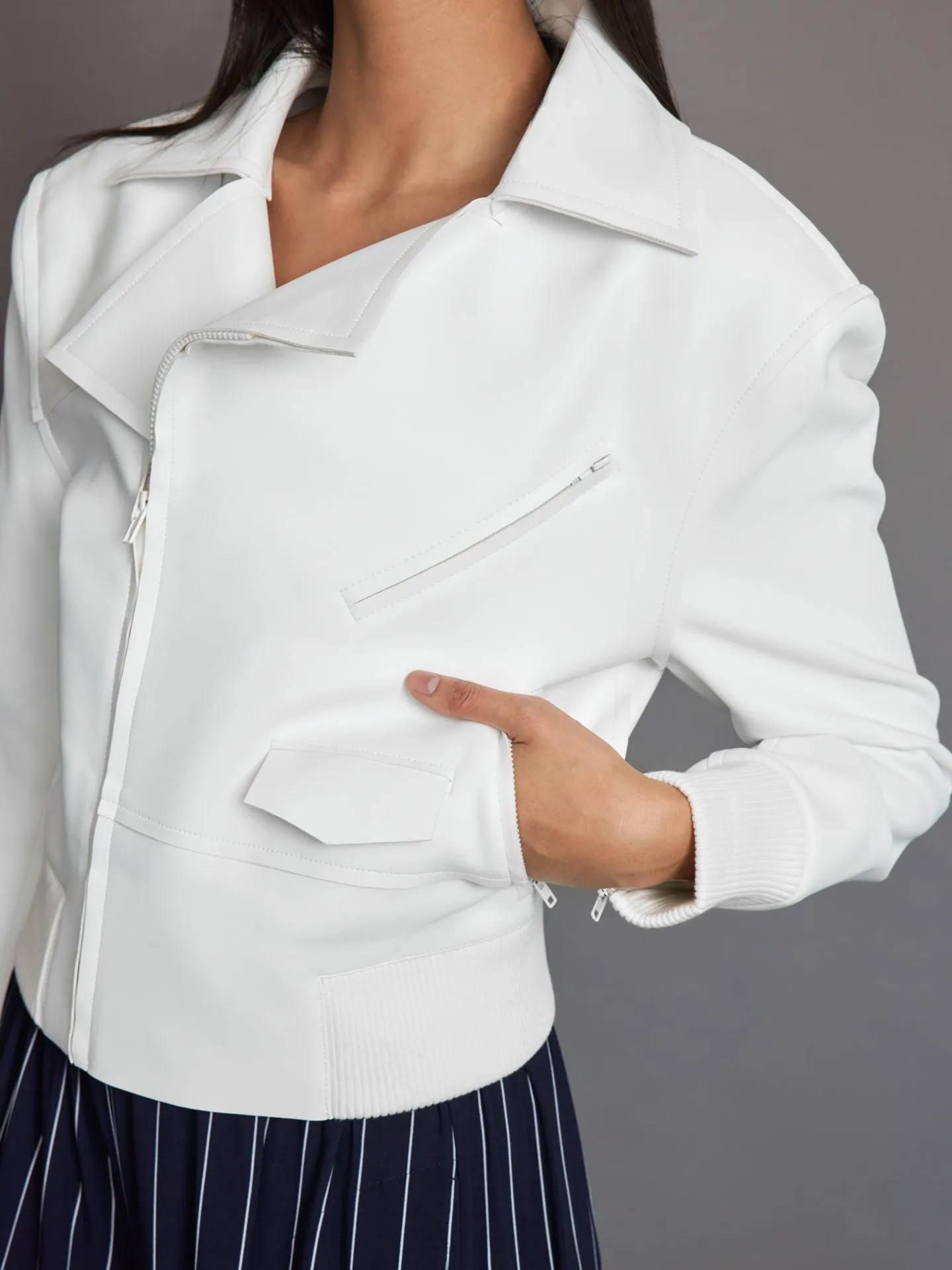 Mini Moto Jacket - Snow White sold by Carbon38 product image thumbnail 4