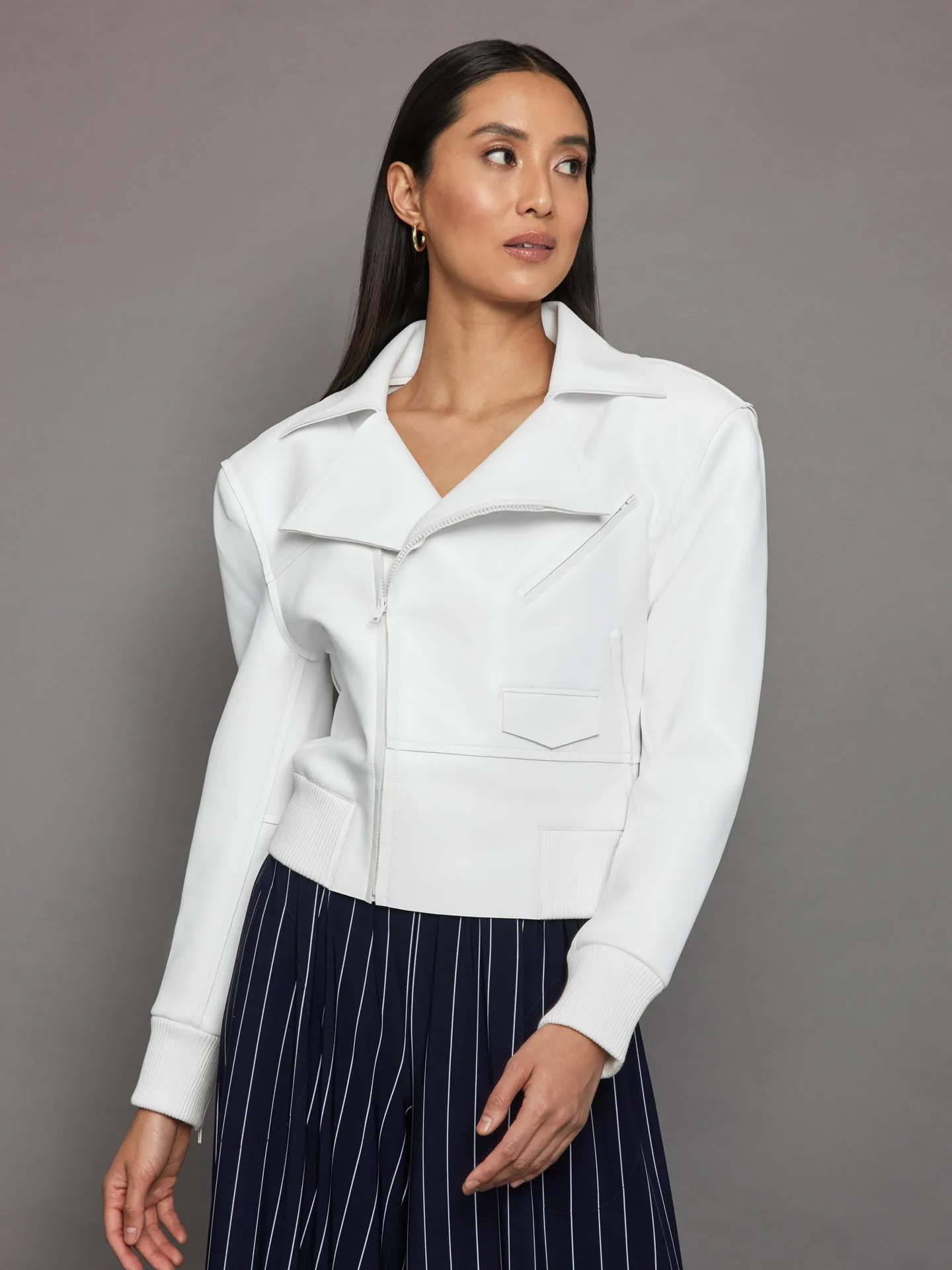 Mini Moto Jacket - Snow White sold by Carbon38