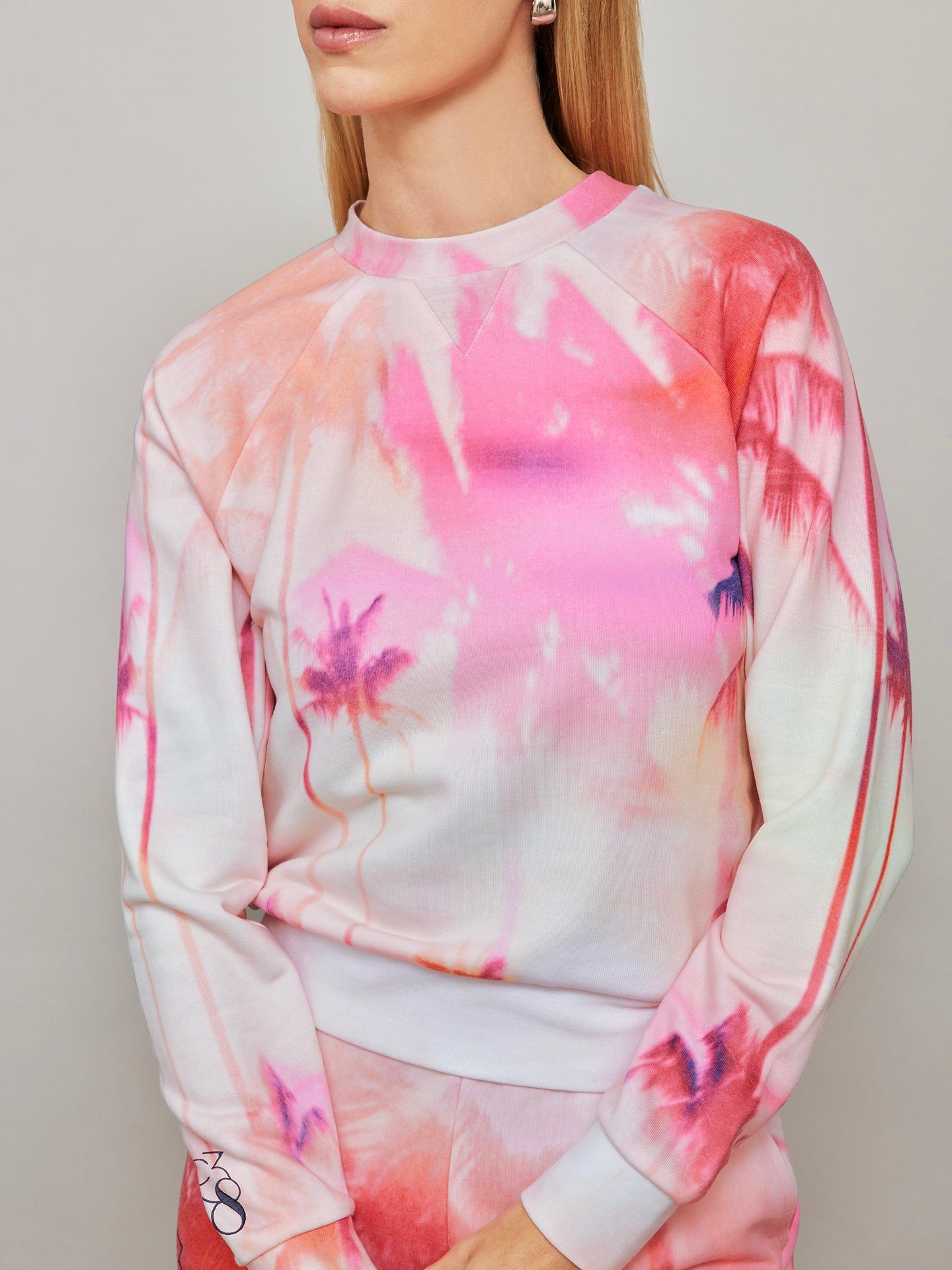 Palm French Terry Crew Sweatshirt - Pink Palms sold by Carbon38