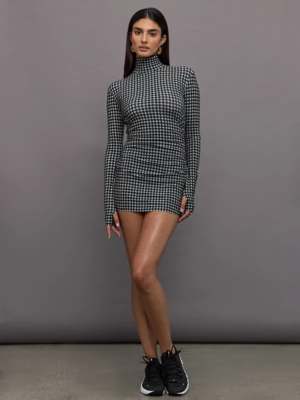 Long Sleeve Turtleneck Pickleball Dress - Large Houndstooth sold by Carbon38