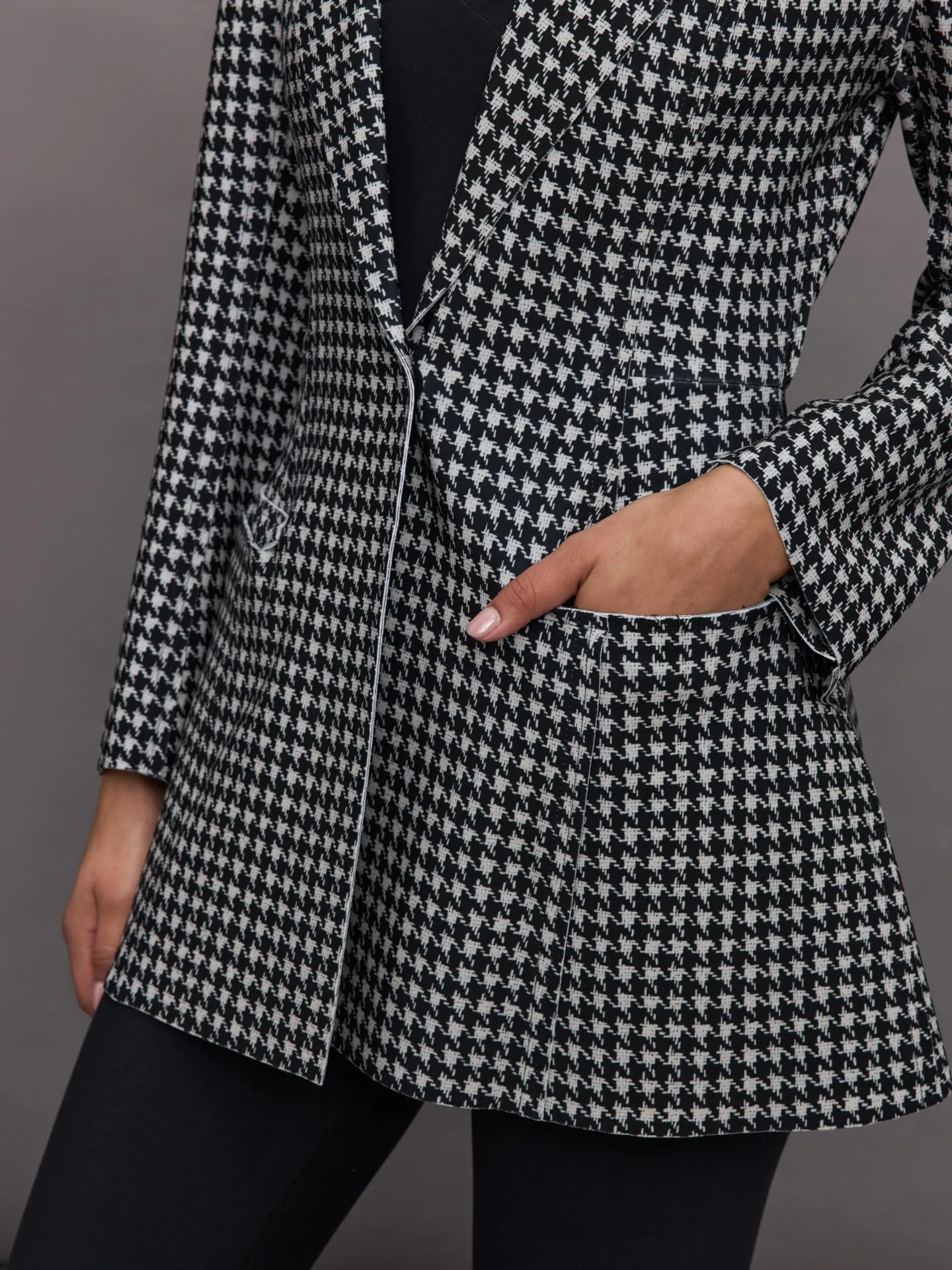 Single Breasted Boy Fit Riding Jacket - Large Houndstooth/ Black sold by Carbon38 product image thumbnail 5