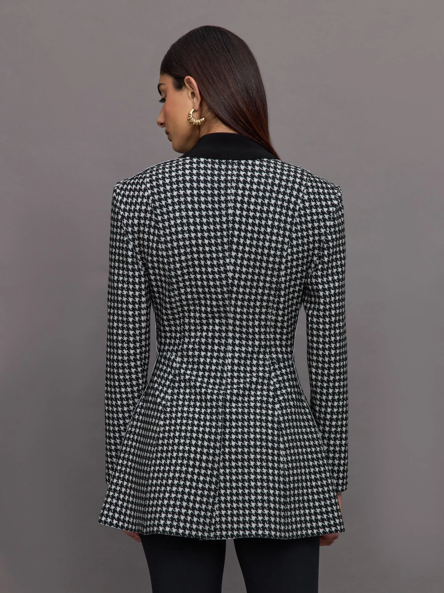 Single Breasted Boy Fit Riding Jacket - Large Houndstooth/ Black sold by Carbon38 product image thumbnail 4