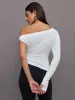 NK Sleeve Drop Shoulder Side Drape Top - Snow White sold by Carbon38