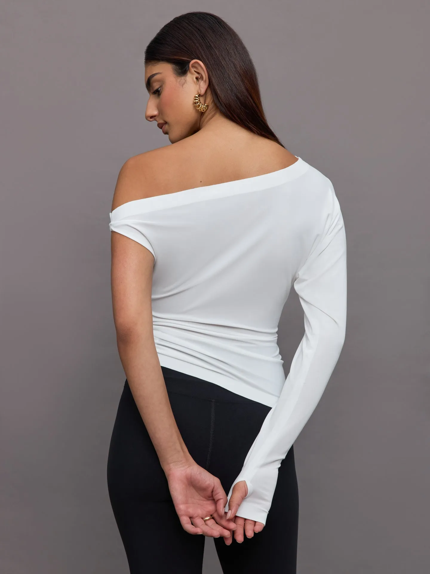 NK Sleeve Drop Shoulder Side Drape Top - Snow White sold by Carbon38 product image thumbnail 4
