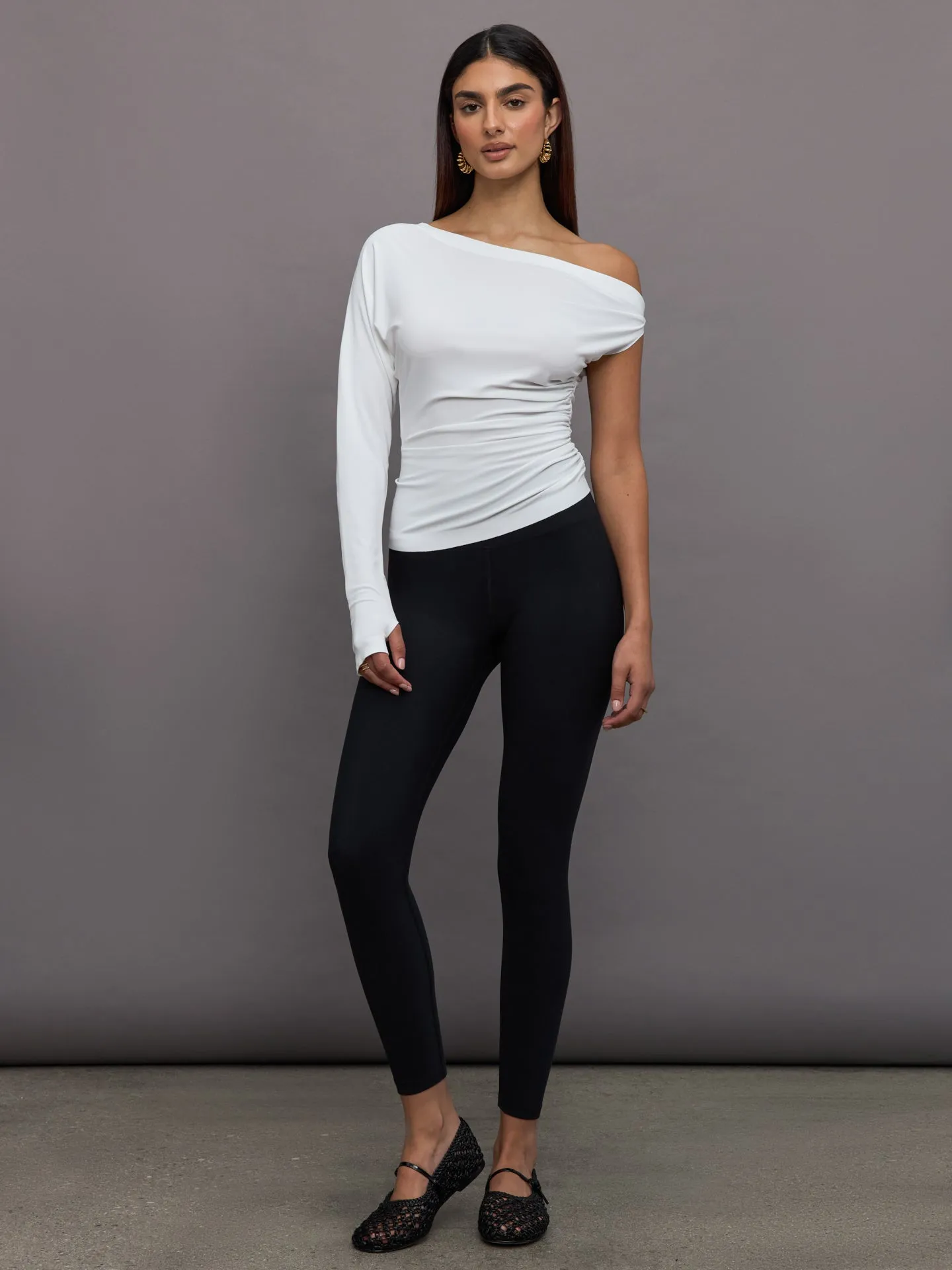 NK Sleeve Drop Shoulder Side Drape Top - Snow White sold by Carbon38 product image thumbnail 5