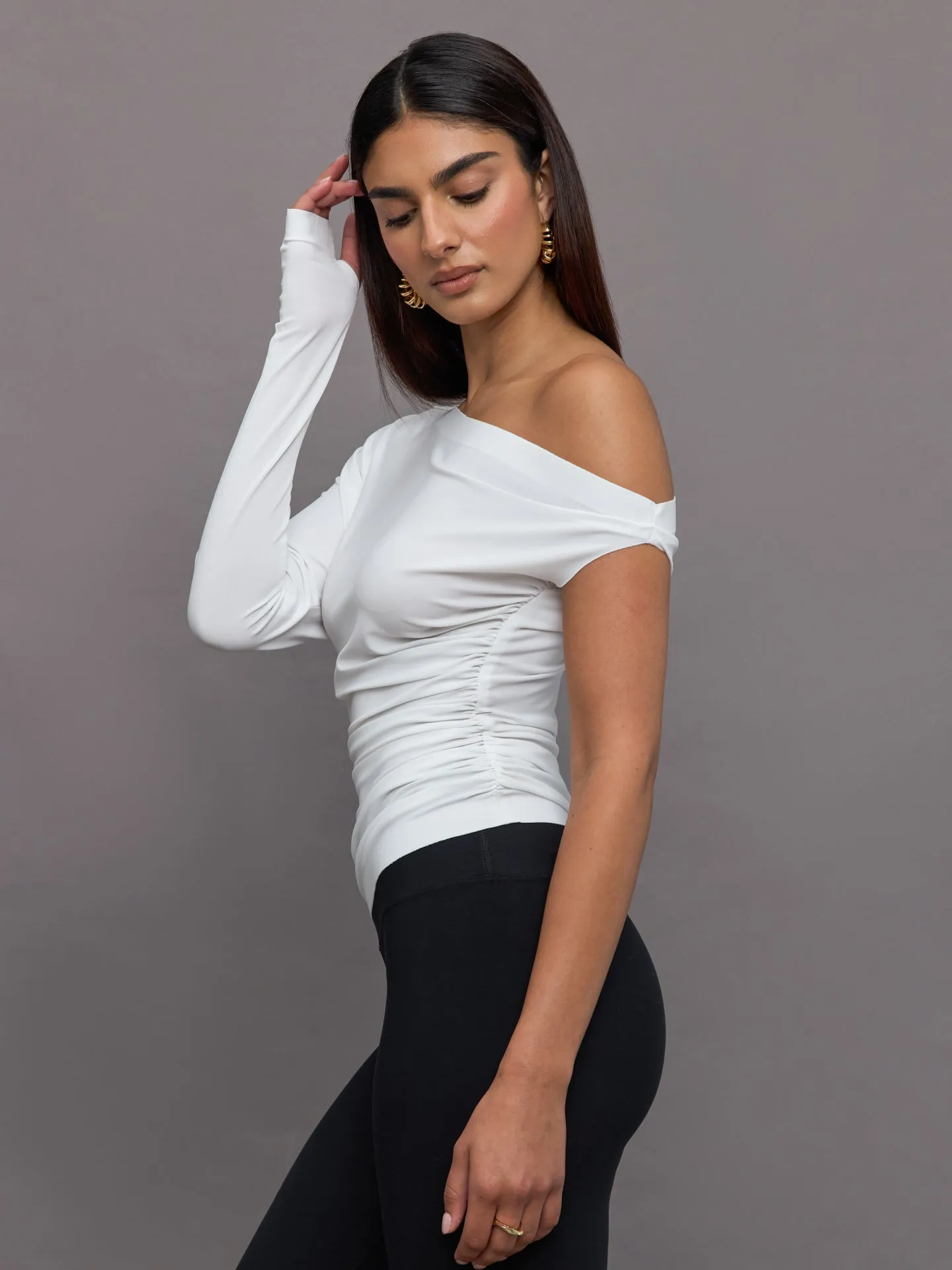 NK Sleeve Drop Shoulder Side Drape Top - Snow White sold by Carbon38 product image thumbnail 3