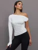 NK Sleeve Drop Shoulder Side Drape Top - Snow White sold by Carbon38