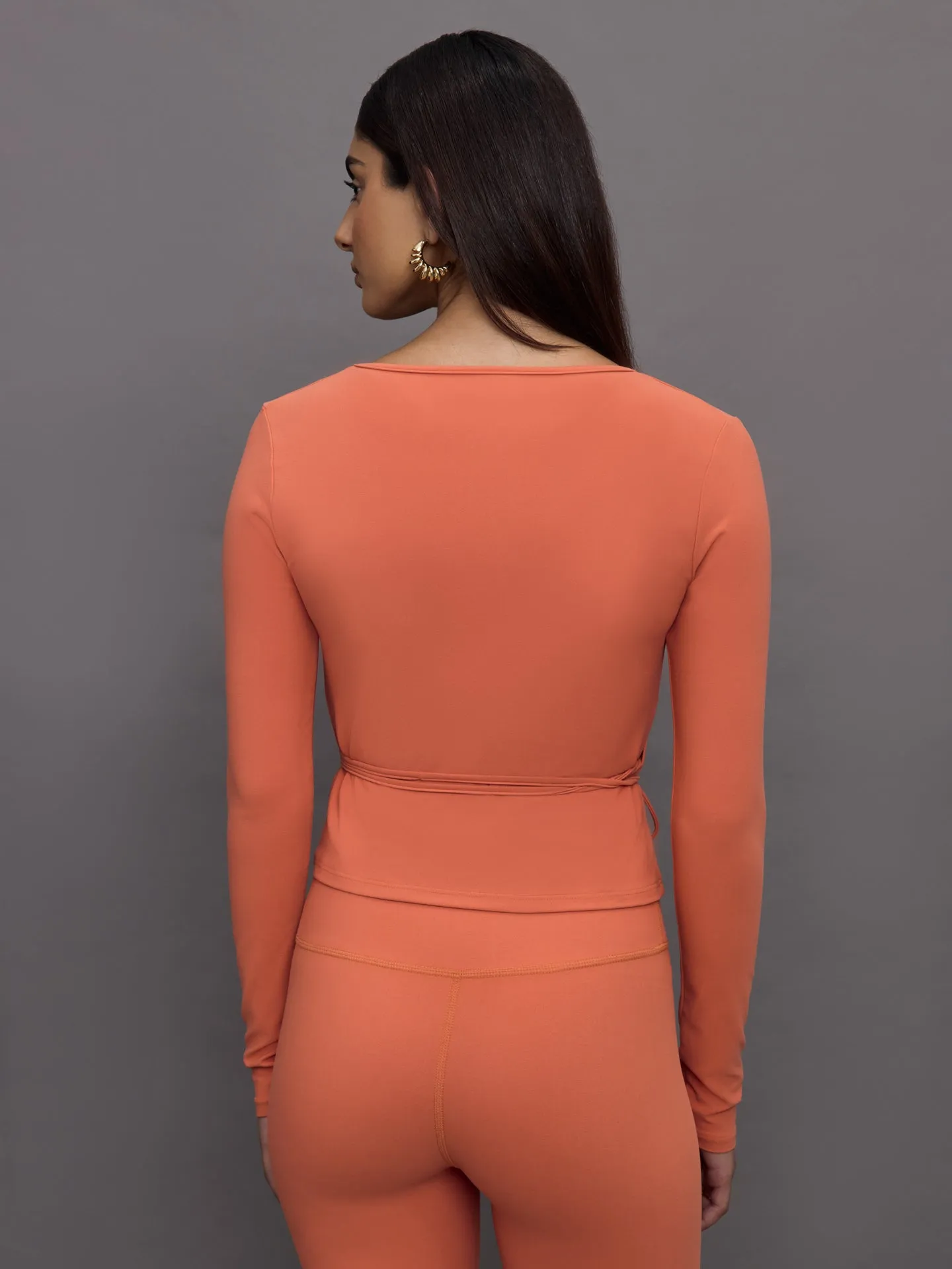 Long Sleeve Tie Top in Melt - Burnt Sienna sold by Carbon38 product image thumbnail 4