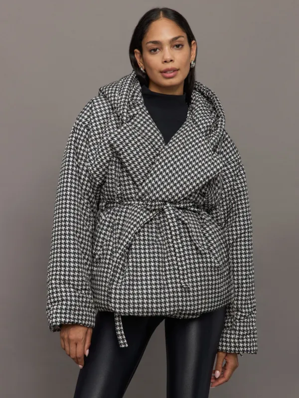 Hooded Sleeping Bag Coat Short - Large Houndstooth sold by Carbon38