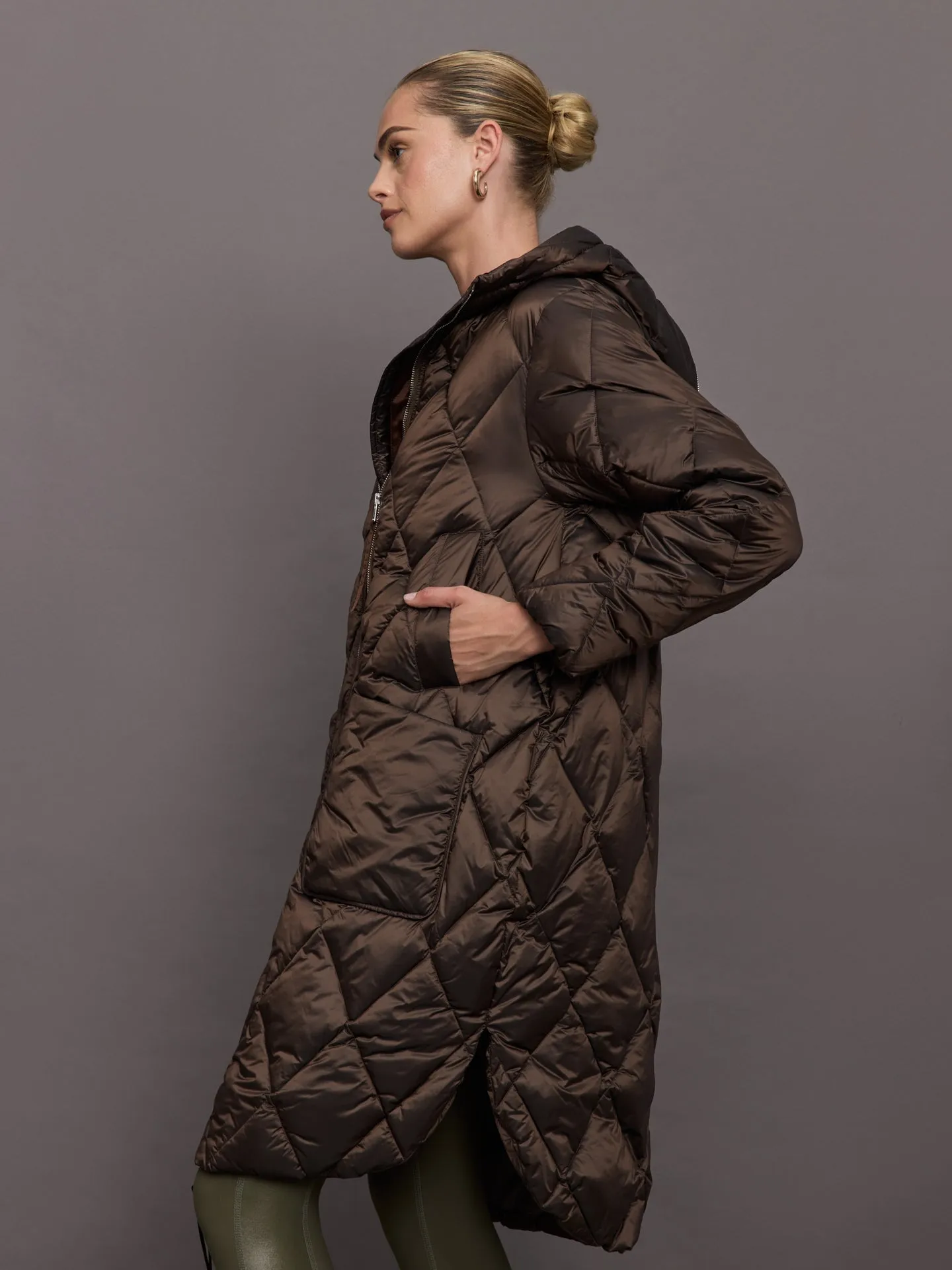 Frisco Long Quilt Coat - Coffee Quartz Metallic sold by Carbon38 product image thumbnail 3
