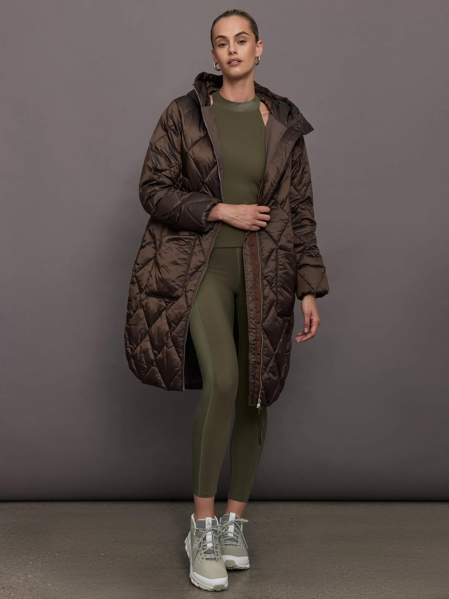 Frisco Long Quilt Coat - Coffee Quartz Metallic sold by Carbon38 product image thumbnail 2