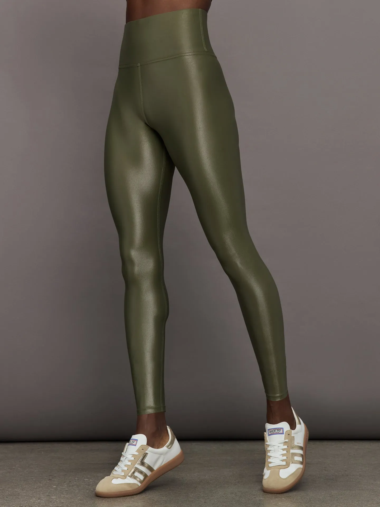 High Rise Full-Length Legging in Takara Shine - Olive sold by Carbon38
