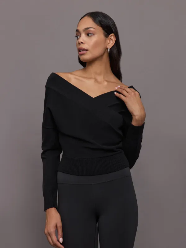 Cross Over Sweater - Black sold by Carbon38