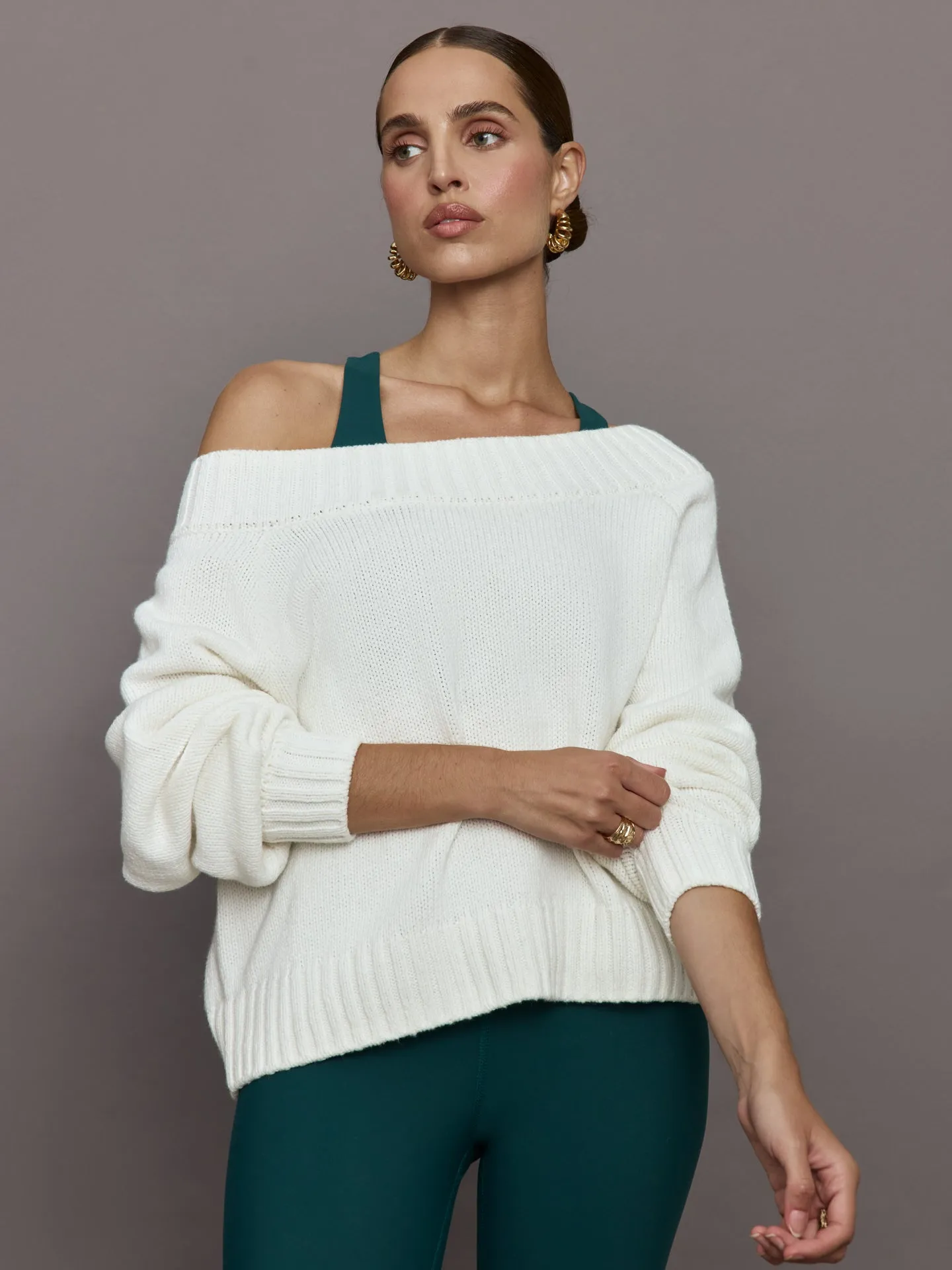 Slouchy Off Shoulder Sweater - Off White sold by Carbon38