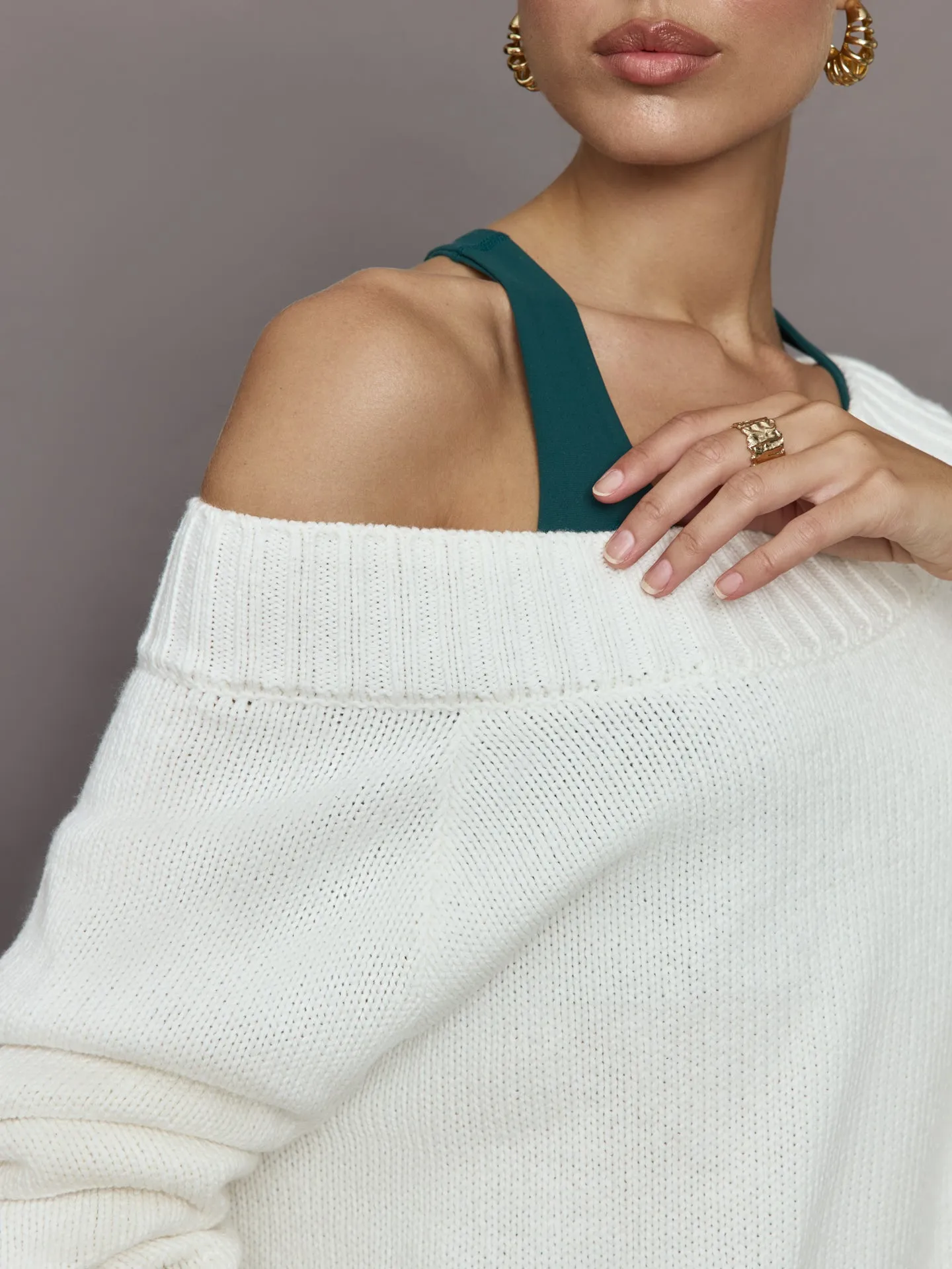 Slouchy Off Shoulder Sweater - Off White sold by Carbon38 product image thumbnail 5