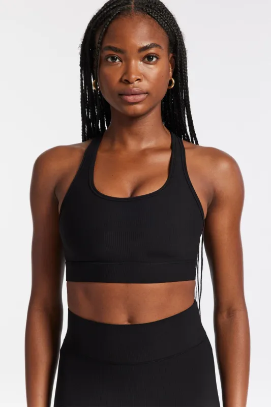 Center Stage Rib Bra - Black sold by Carbon38