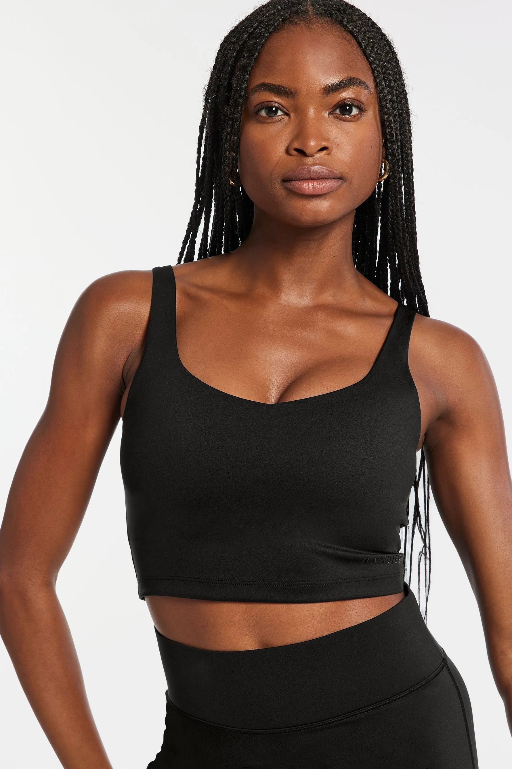 V-Neck Tempo Crop Bra - Black sold by Carbon38