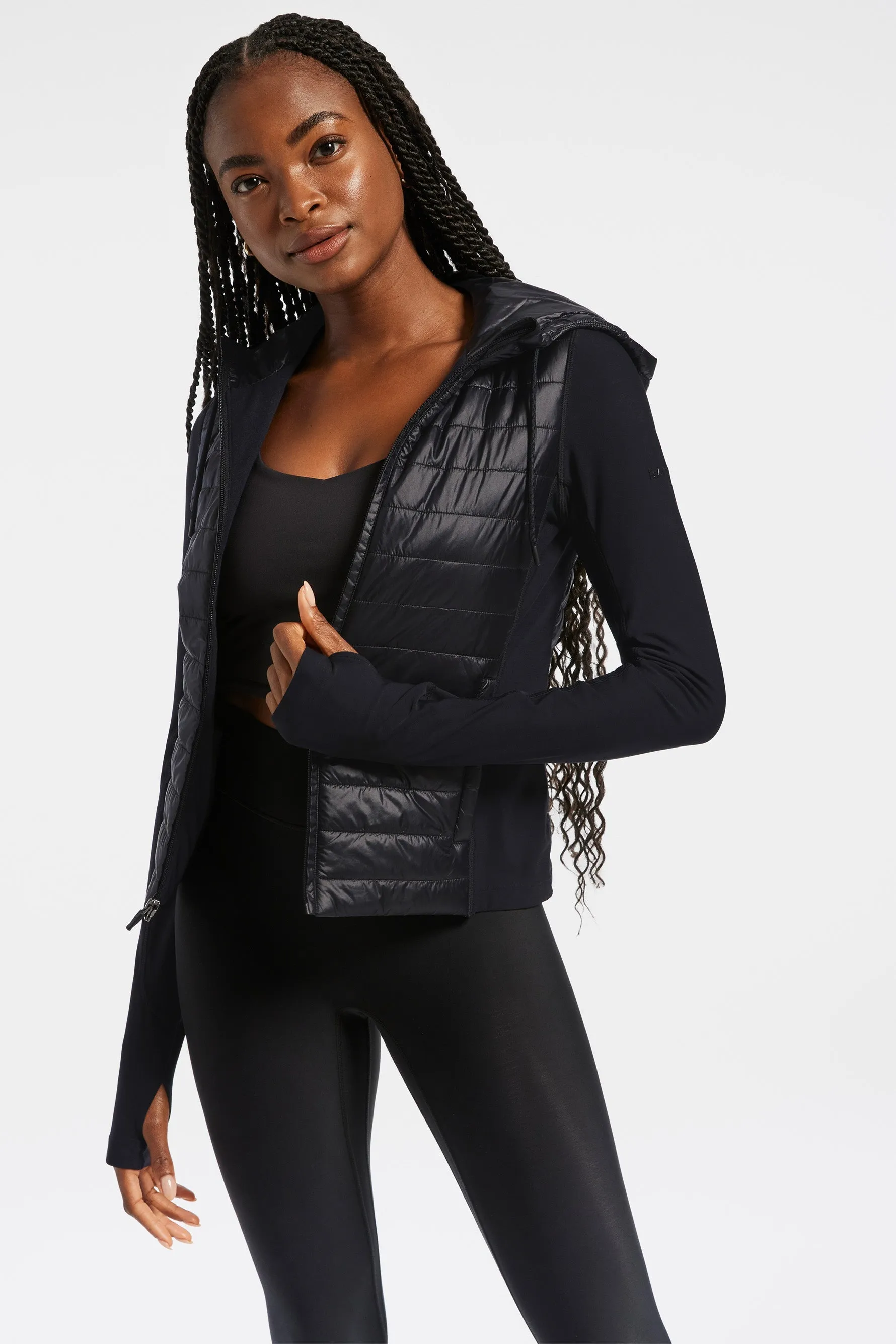 Pro Fleece Mix Puffer Full Zip Jacket - Black sold by Carbon38