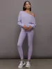 Off Shoulder Sweatshirt in French Terry - Lavender Grey sold by Carbon38