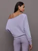 Off Shoulder Sweatshirt in French Terry - Lavender Grey sold by Carbon38