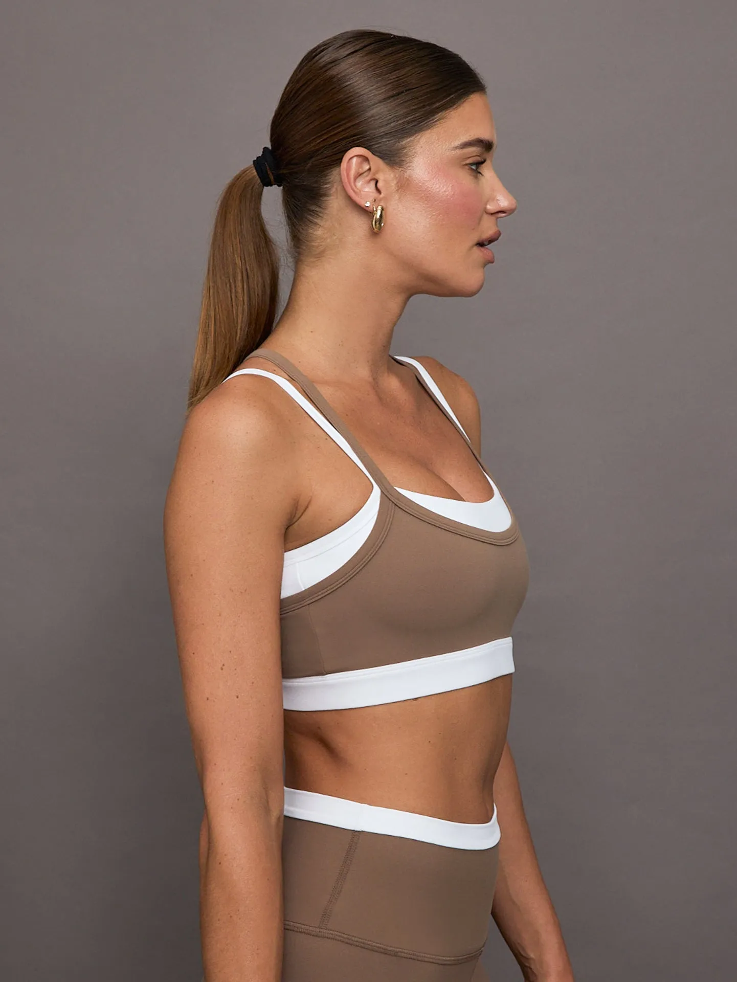 Double Layered Contrast Bra in Melt - Caribou/ White sold by Carbon38 product image thumbnail 4