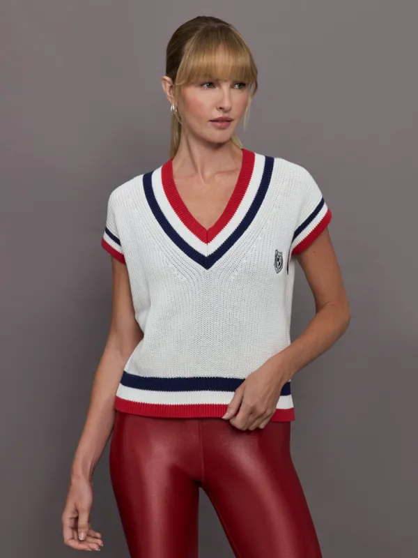 Club38 Sweater Vest - Ivory/Navy/Red sold by Carbon38