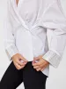 RHINESTONE OVERSIZED BUTTON UP SHIRT - White w/ Silver Rhinestones sold by Carbon38