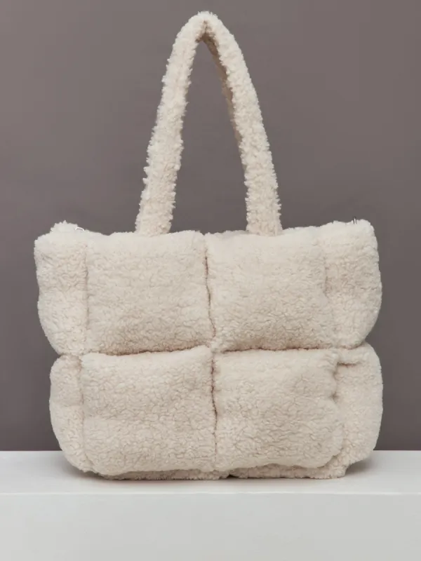 Sherpa Puffer Bag - Natural Sherpa sold by Carbon38