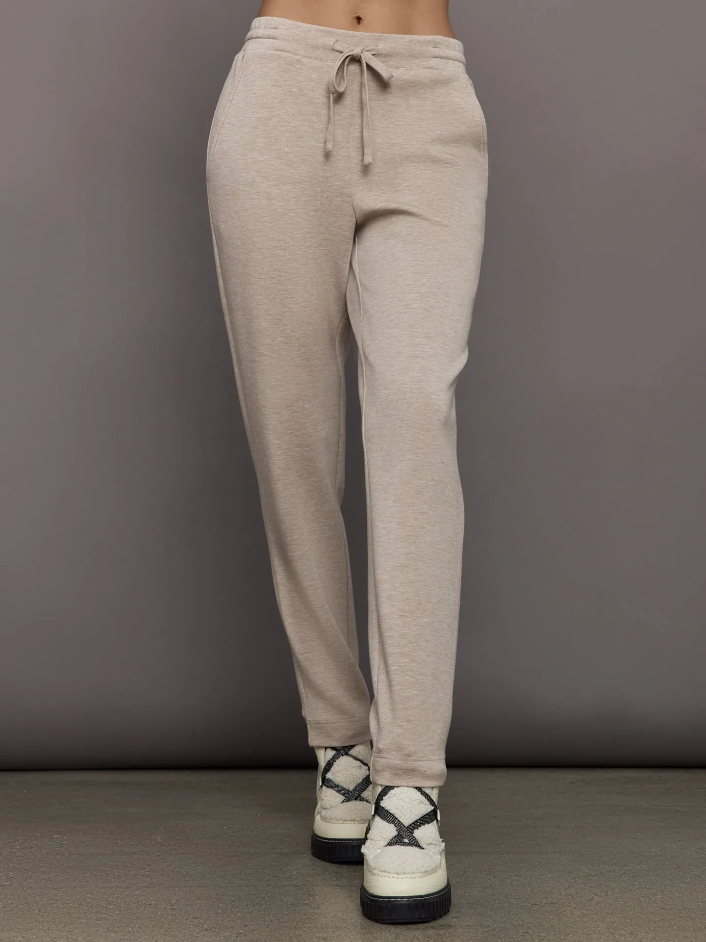 Tapered Leg Jogger in Interlock - Taupe Heather sold by Carbon38