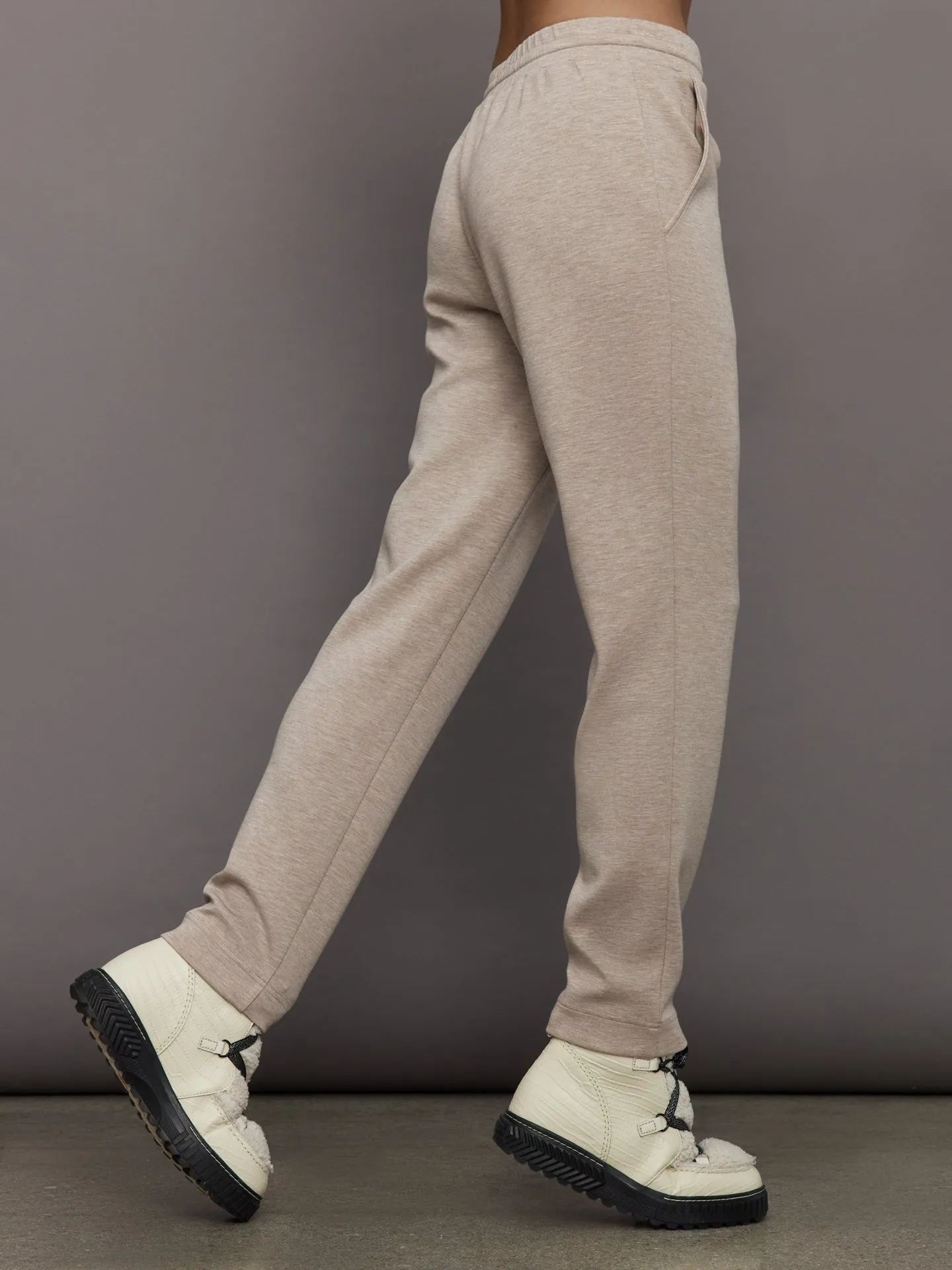 Tapered Leg Jogger in Interlock - Taupe Heather sold by Carbon38 product image thumbnail 3