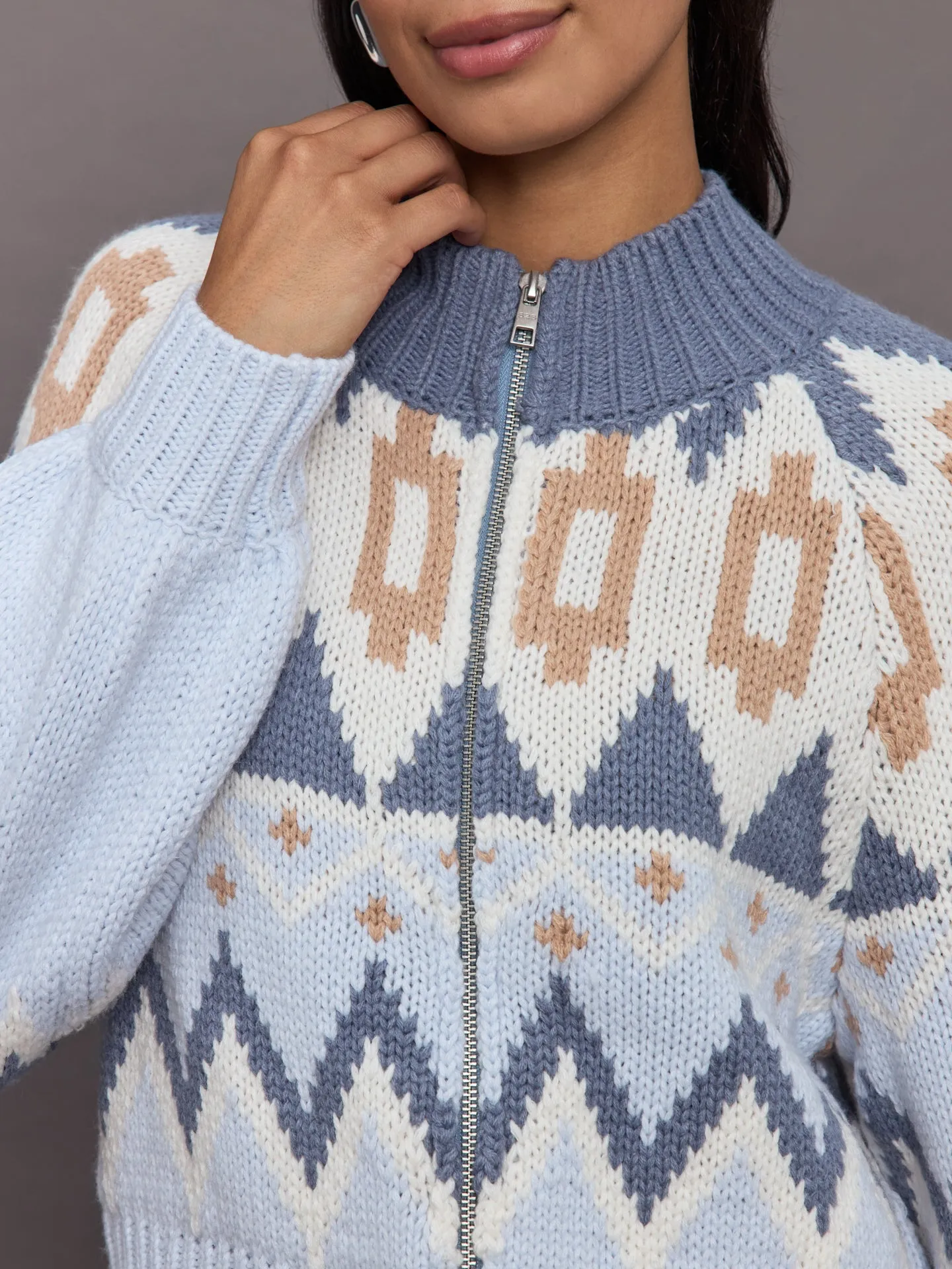 Victoria Fair Isle Zip Bomber Jacket - Arctic Ice Multi sold by Carbon38 product image thumbnail 5