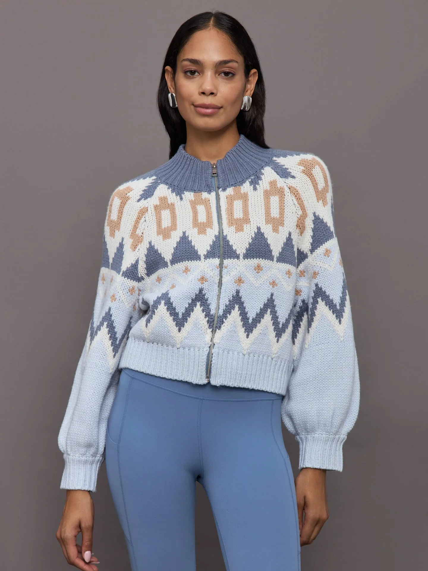 Victoria Fair Isle Zip Bomber Jacket - Arctic Ice Multi sold by Carbon38