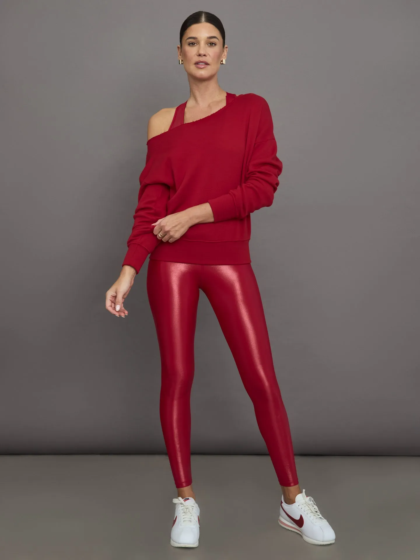Off Shoulder Sweatshirt in French Terry - Crimson Red sold by Carbon38 product image thumbnail 5
