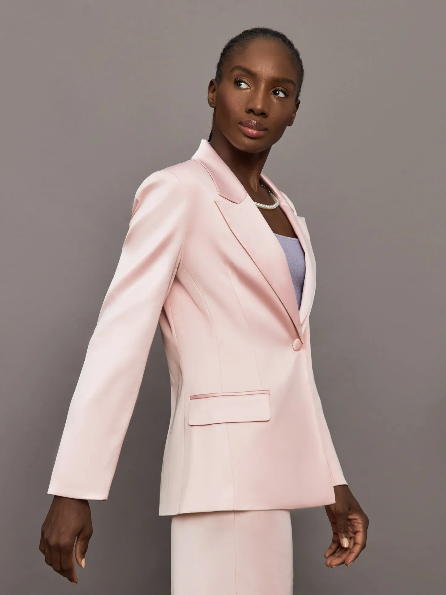 Satin Blazer - Blush sold by Carbon38 product image thumbnail 4