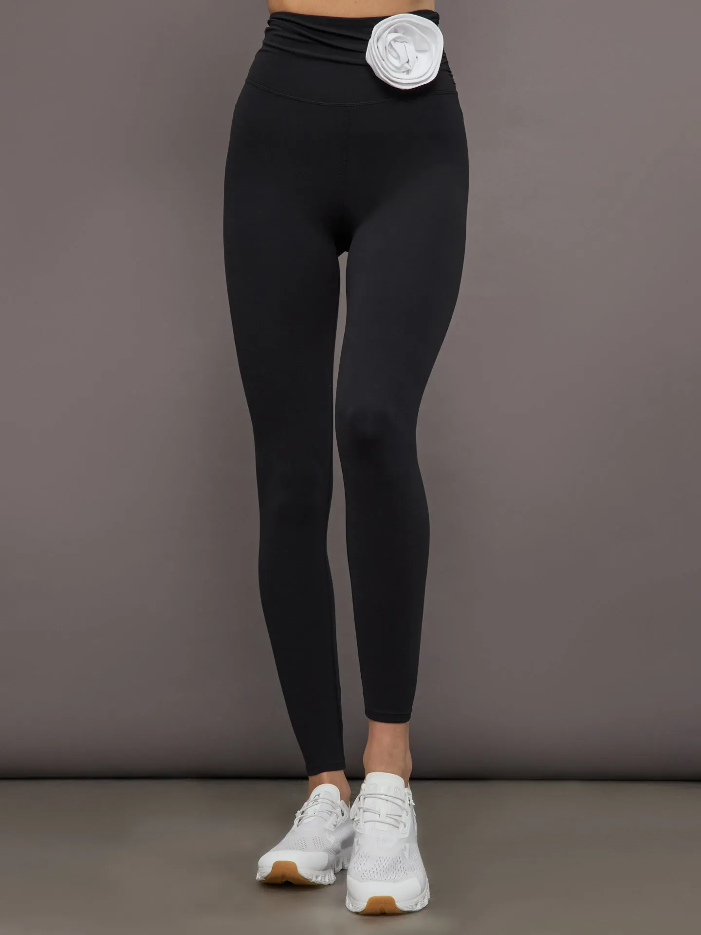 Rosette Legging in Melt - Black w/ White Rosette sold by Carbon38