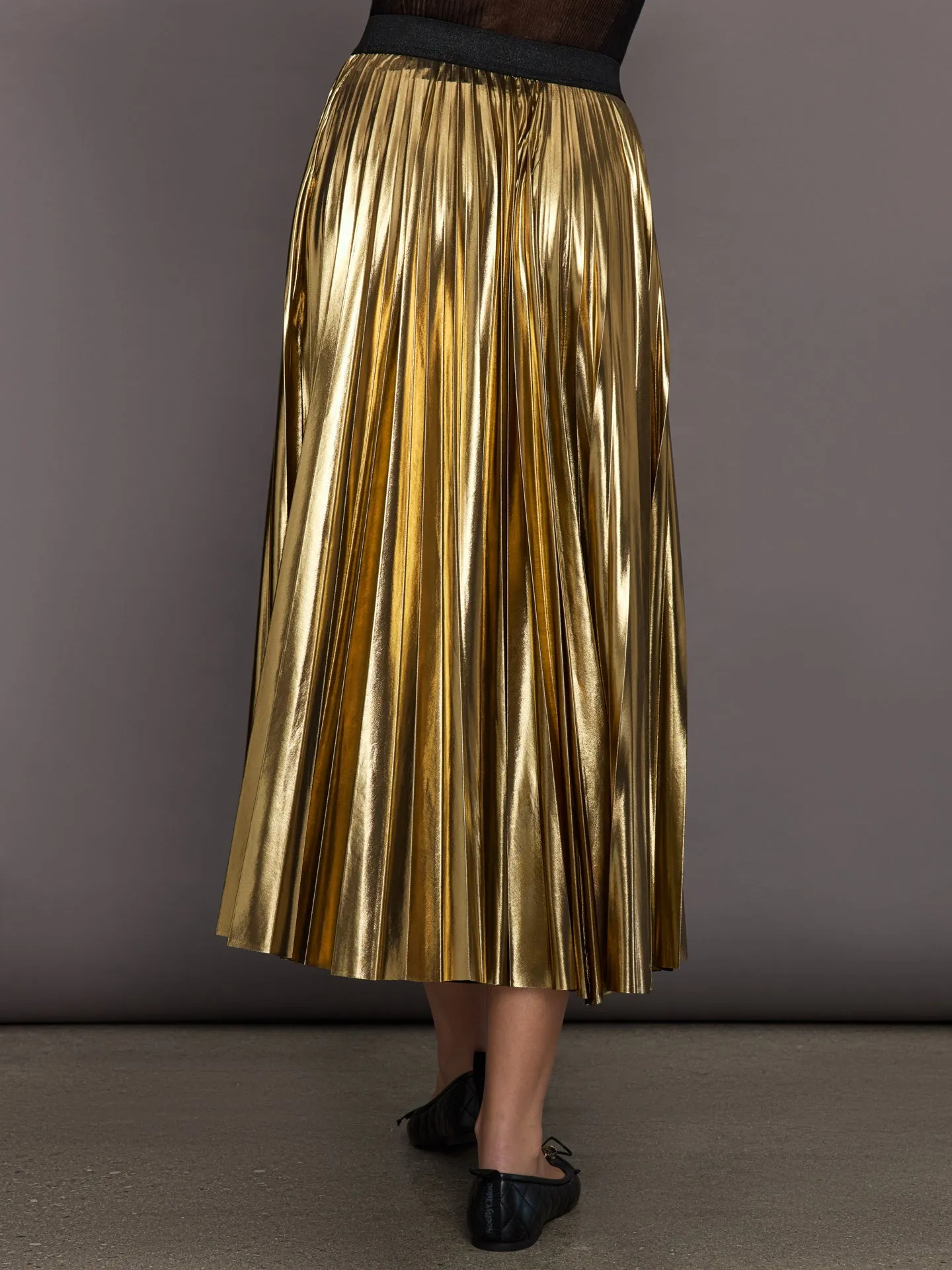 Metallic Pleated Skirt - Gold sold by Carbon38 product image thumbnail 4