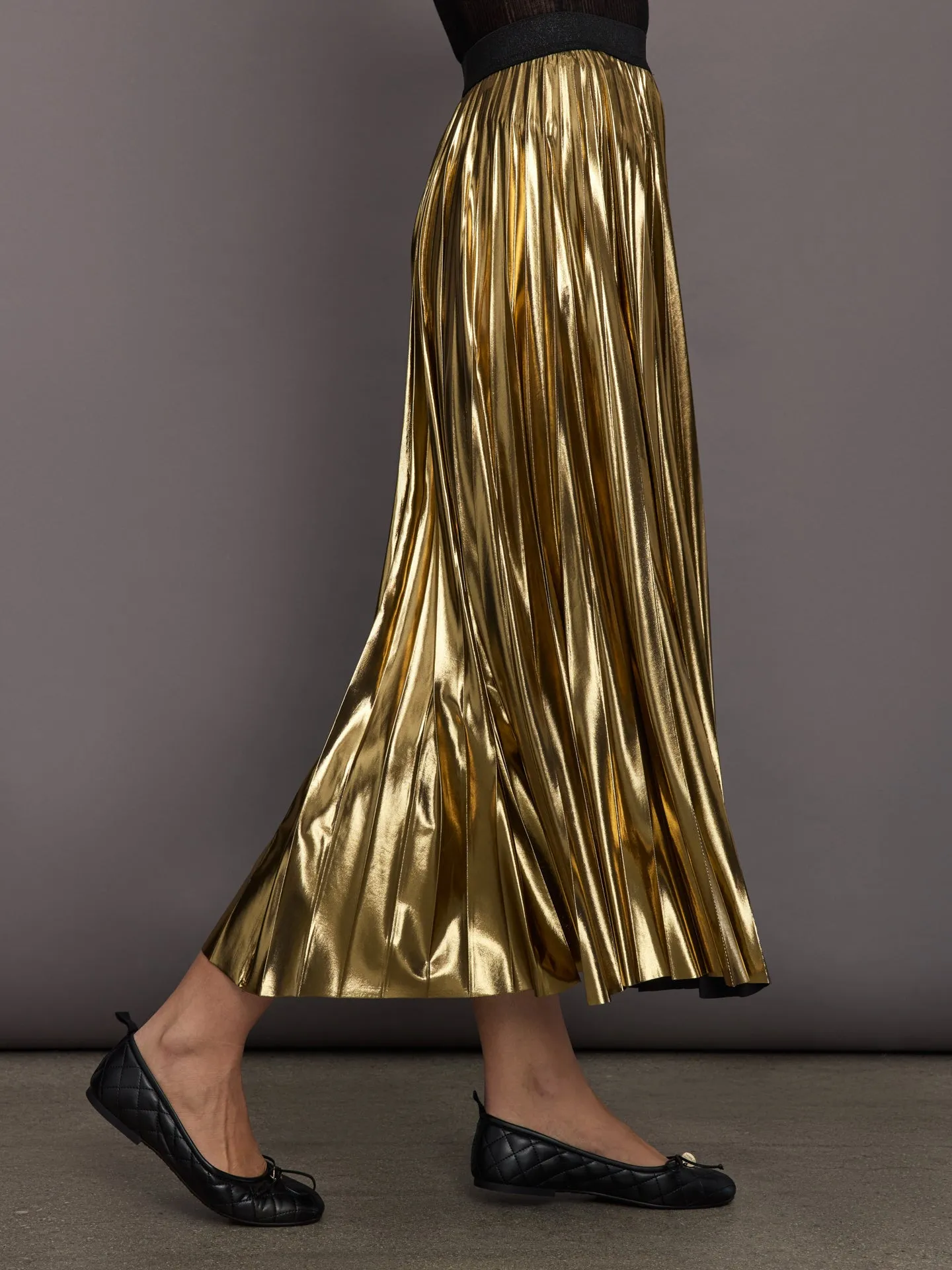 Metallic Pleated Skirt - Gold sold by Carbon38 product image thumbnail 3