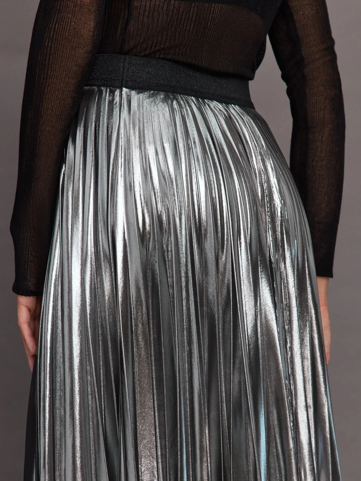 Metallic Pleated Skirt - Silver sold by Carbon38 product image thumbnail 5