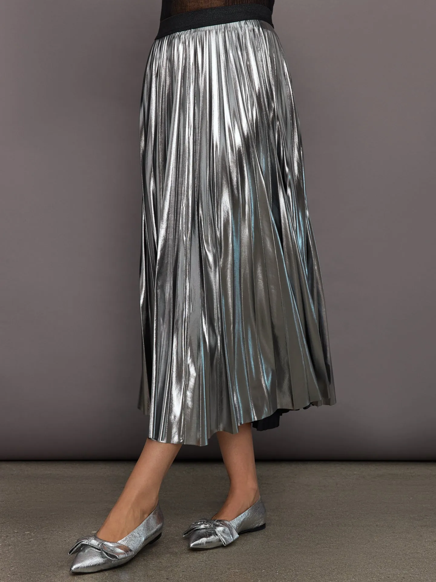 Metallic Pleated Skirt - Silver sold by Carbon38