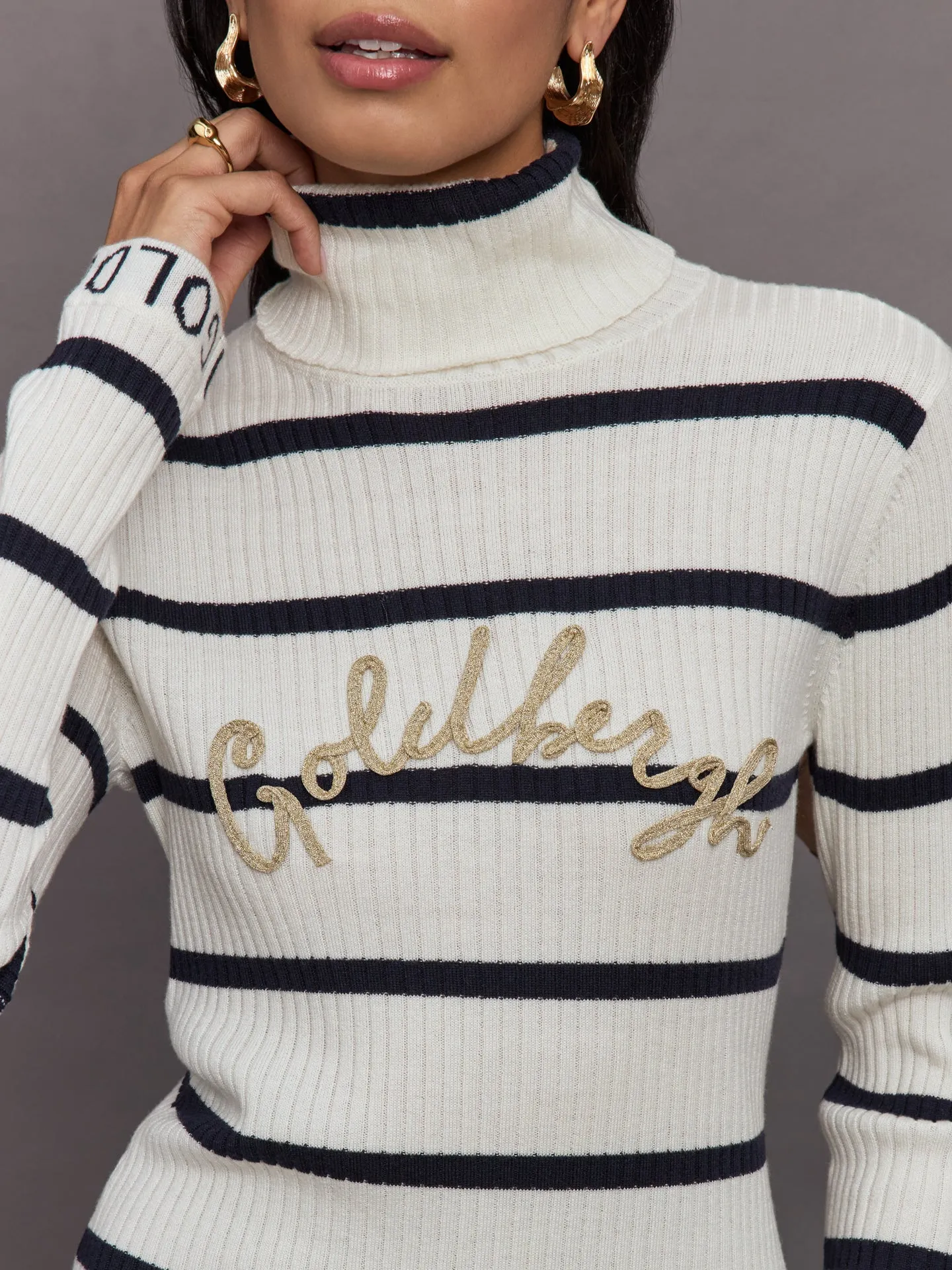 Mimi Long Sleeve Knit Sweater - Breton Stripe Cream/Blue sold by Carbon38 product image thumbnail 3
